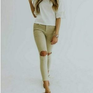 NWT💥 Free People Busted Skinny J Khaki 26
